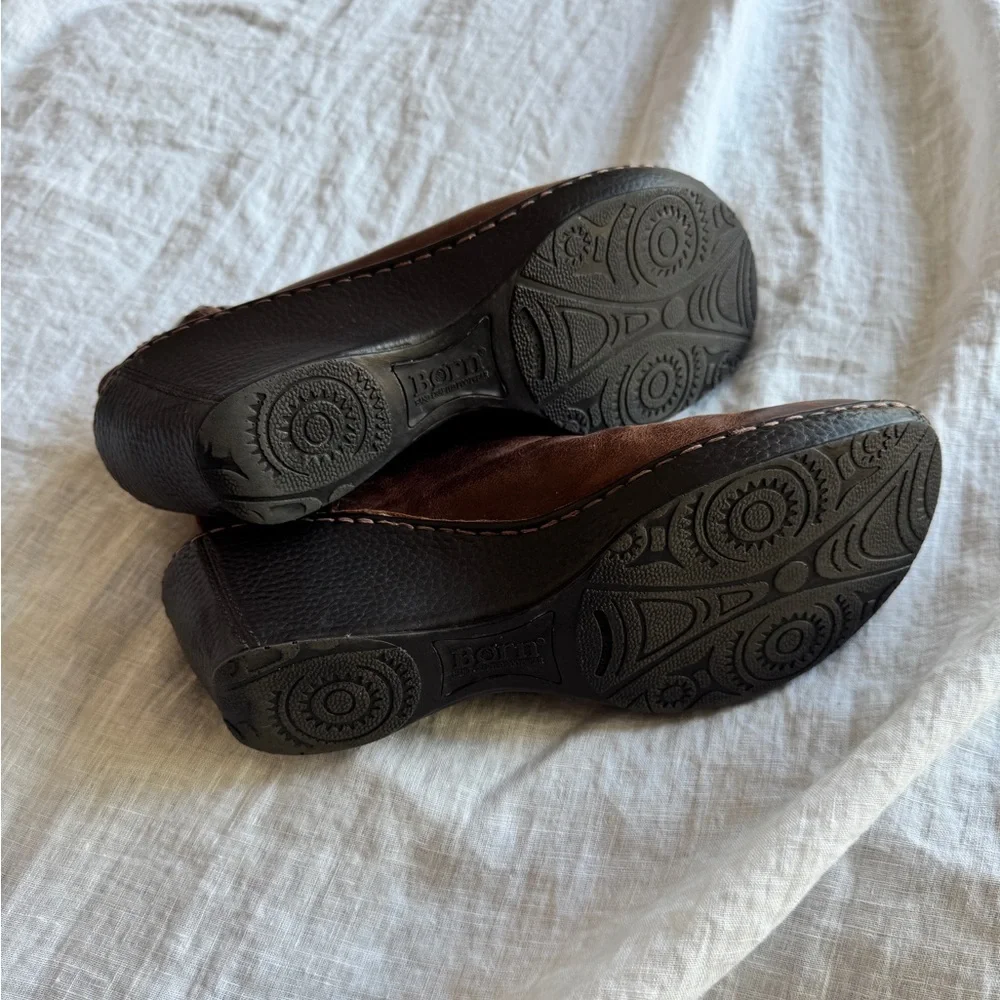 Born Flowers Slingback Wedge Clogs Size 10 Brown Leather